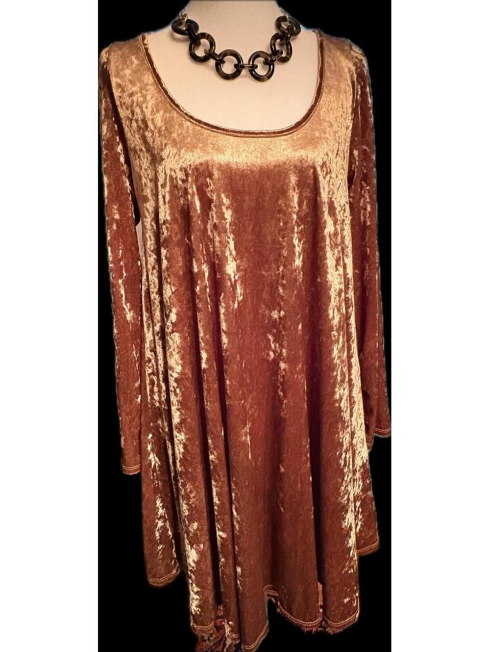 Rose Copper Velvet Dress by Emerald M